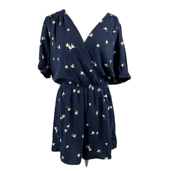 Urban Outfitters Pants - NEW Urban Outfitters navy blue white floral romper
